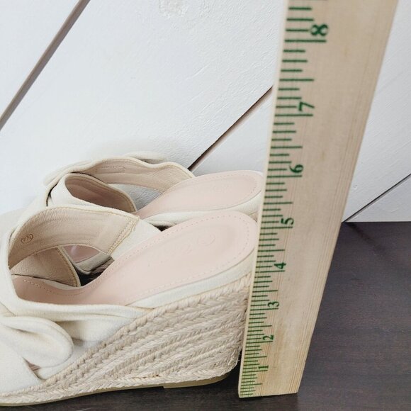 NEW Fashare Womens 7.5 Espadrille Wedge Sandals Criss-Cross Bow Design 10CT - Picture 4 of 7